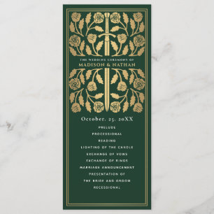 Green Medieval Gold Sword Royal Wedding Program