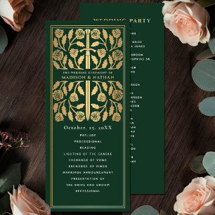 Green Medieval Gold Sword Royal Wedding Program