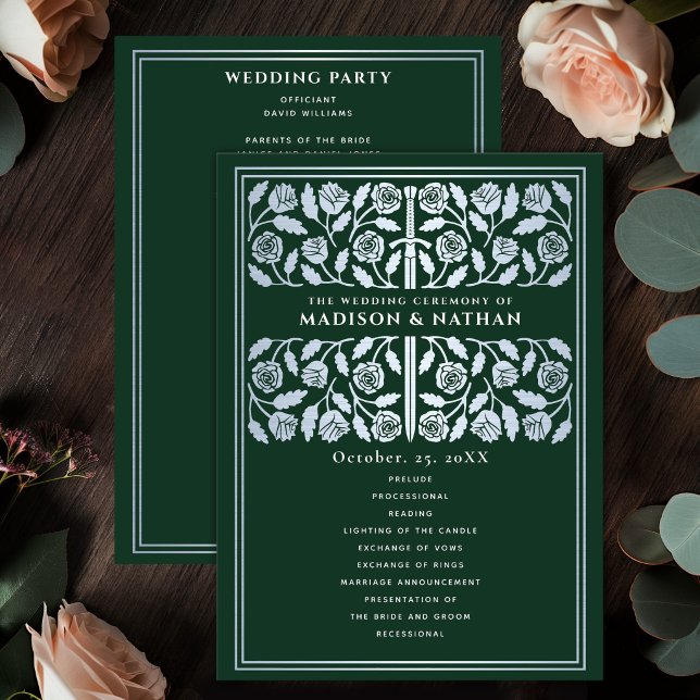 Green Medieval Silver Sword Royal Wedding Program (Creator Uploaded)