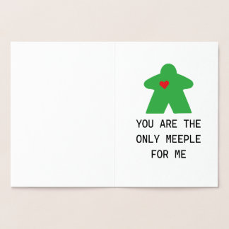 Green Meeple Board Game Valentine Foil Card
