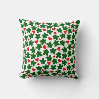 Green Meeple with Red Heart Throw Pillow