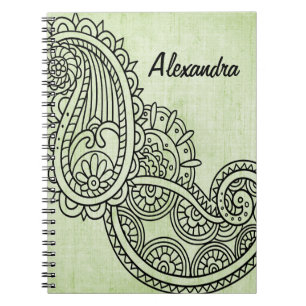 Green Mehndi Motif Notebook