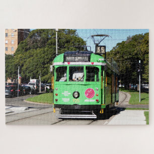 Green Melbourne city tram, Victoria, Australia  Jigsaw Puzzle