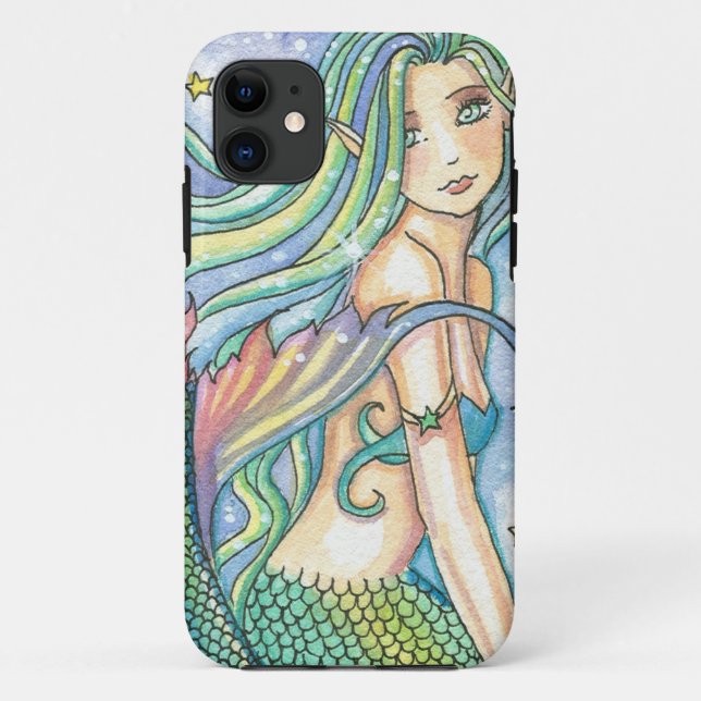 Green Mermaid iPhone 5 Case by Molly Harrison (Back)