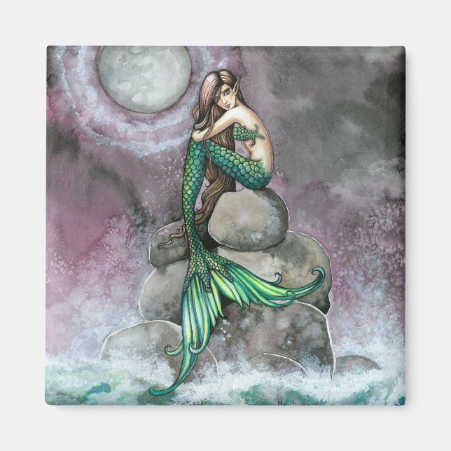Green Mermaid Magnet by Molly Harrison (Front)