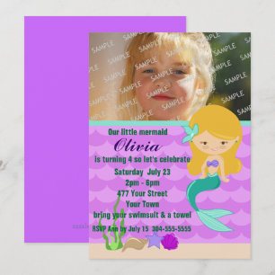 Green Mermaid Pool Party Invitation