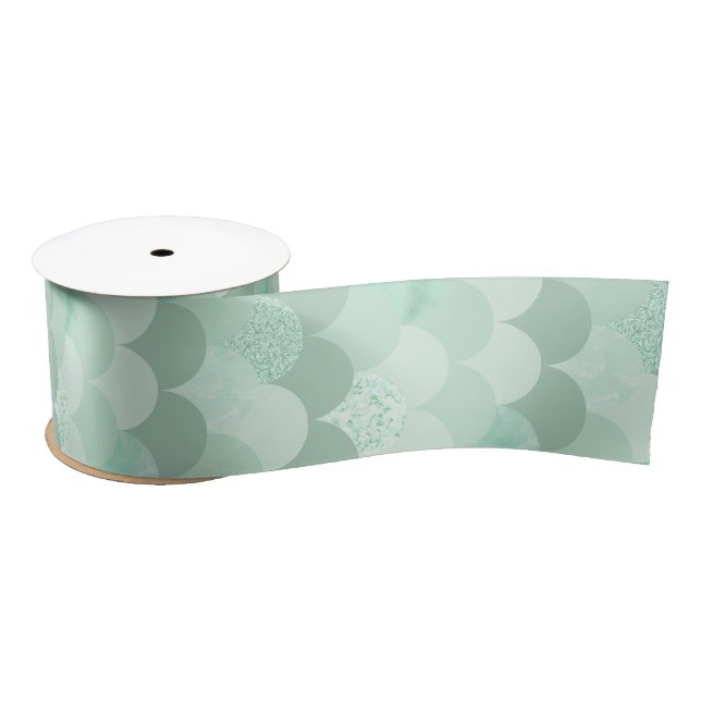 Green mermaid scales satin ribbon (Spool)