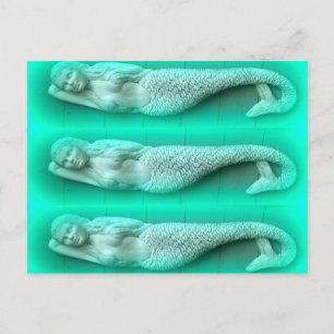green mermaid trio postcard