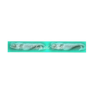 green mermaids wraparound address label