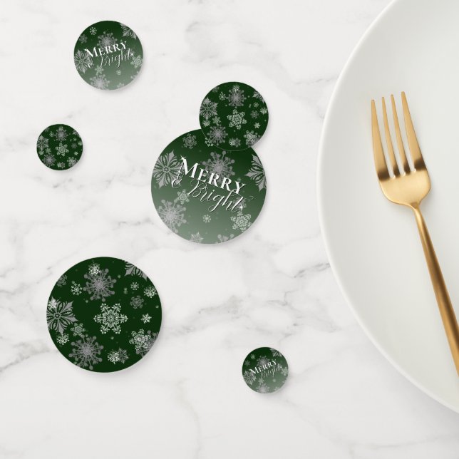 Green Merry and Bright Snowflakes Christmas Confetti (Group)