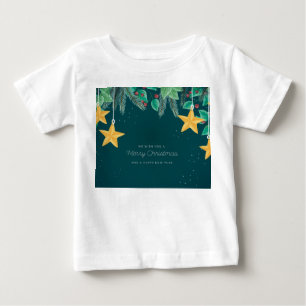 Green Merry Christmas and a Happy New Year Banner Baby T-Shirt
