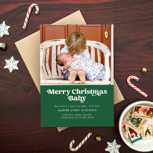 Green Merry Christmas Baby Birth Announcement