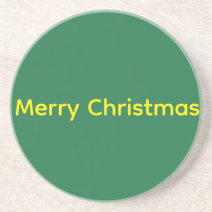 Green Merry Christmas Coaster