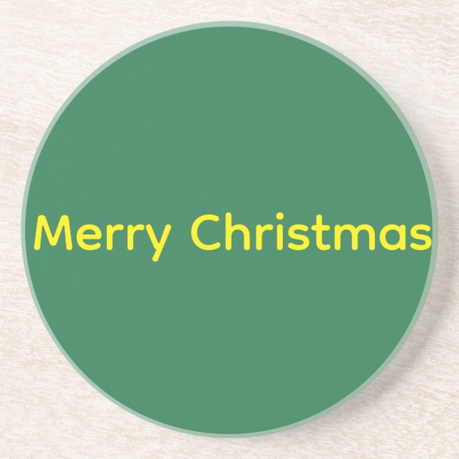 Green Merry Christmas Coaster (Front)