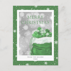 Green Merry Christmas Holiday Postcard