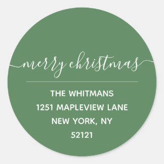 Green Merry Christmas Return Address Label