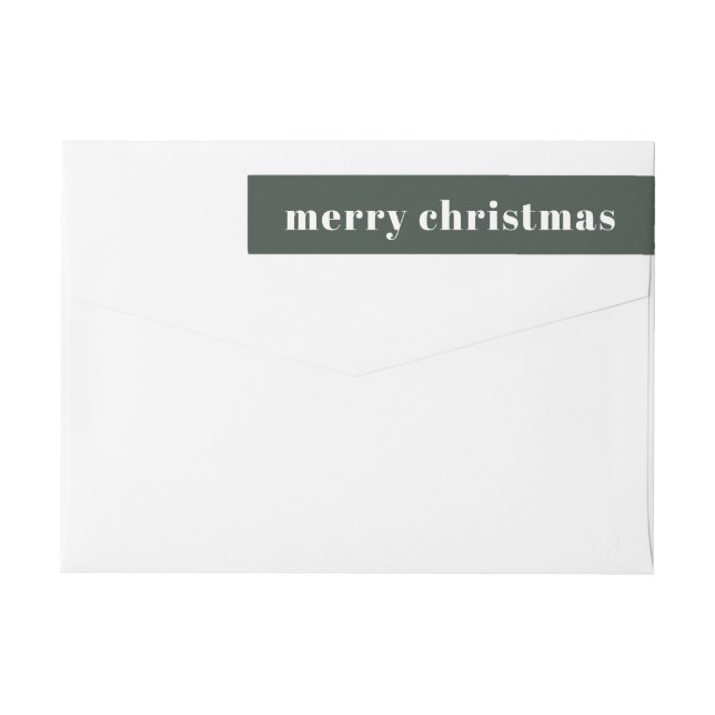 Green Merry Christmas Return Address Wrap Around Label (Back)