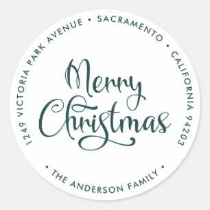 Green Merry Christmas Simple Return Address Labels