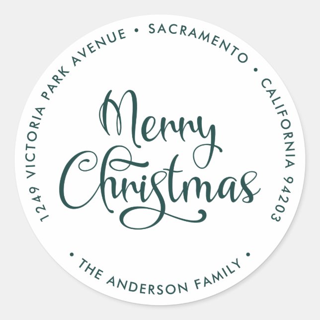 Green Merry Christmas Simple Return Address Labels (Front)