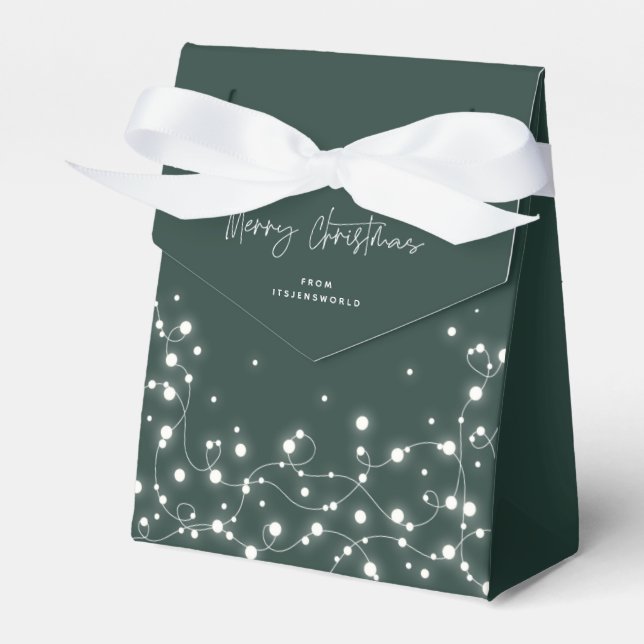 Green Merry Christmas Sparkling Lights Favor Box (Front Side)