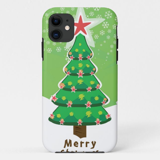 Green Merry Christmas Tree Case-Mate iPhone Case (Back)