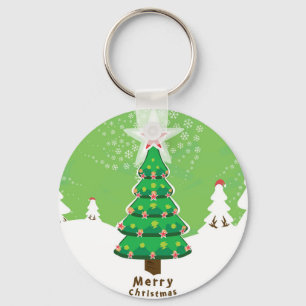 Green Merry Christmas Tree Keychain
