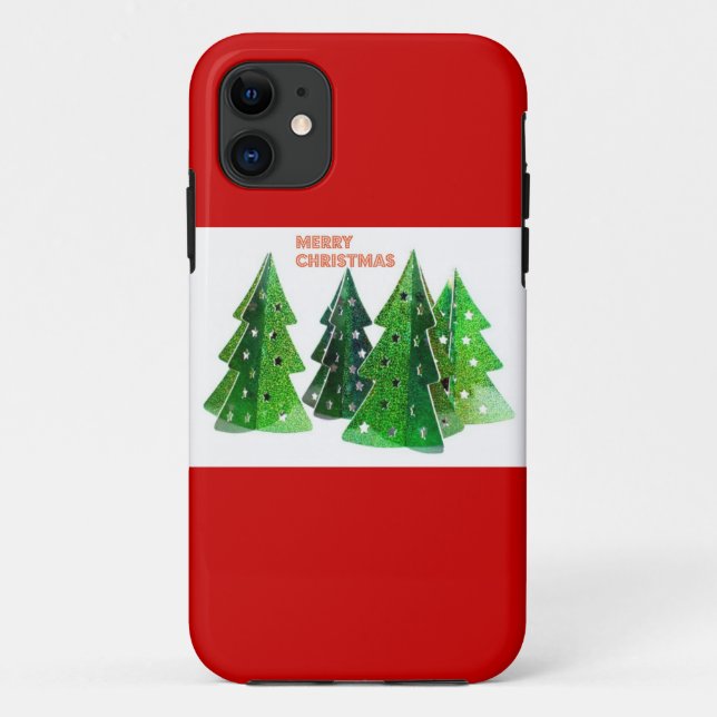 Green Merry Christmas Trees Case-Mate iPhone Case (Back)