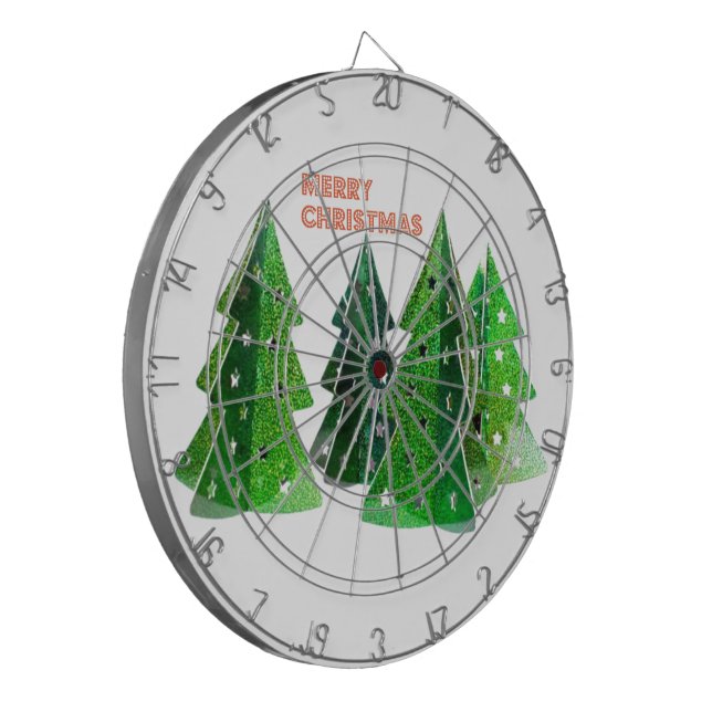 Green Merry Christmas Trees Dartboard (Front Left)