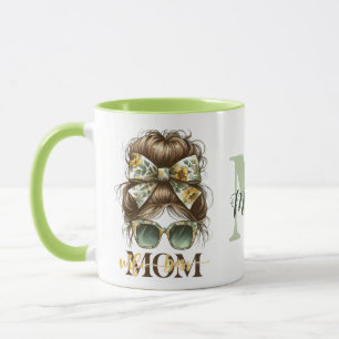 Green Messy Bun Mom Wife Boss Mug