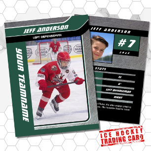 Green Metal Ice Hockey Trading Card