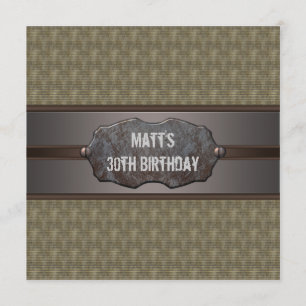 Green Metal Mans 30th Birthday Party Invitation