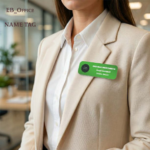 Green Metallic Business Employee Logo Name Tag