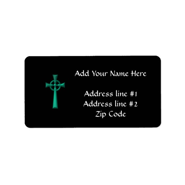 Green Metallic Celtic Cross Label (Front)