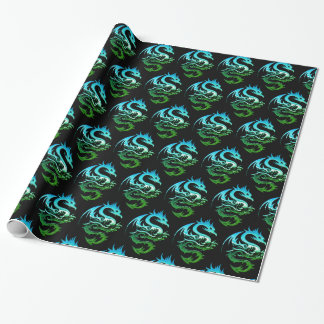 Green Metallic Dragon Wrapping Paper