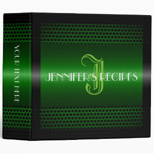 Green Metallic Metal Look Monogram Binder