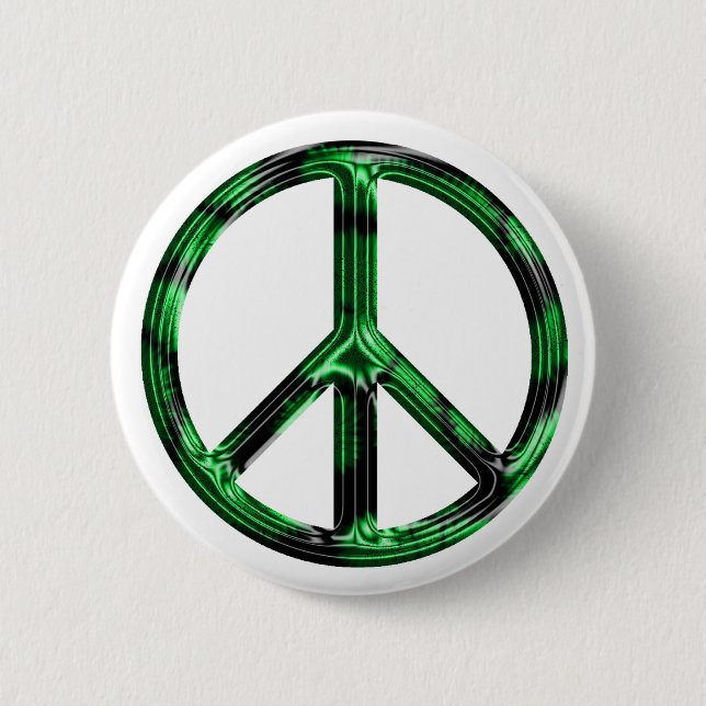Green Metallic Peace Button (Front)
