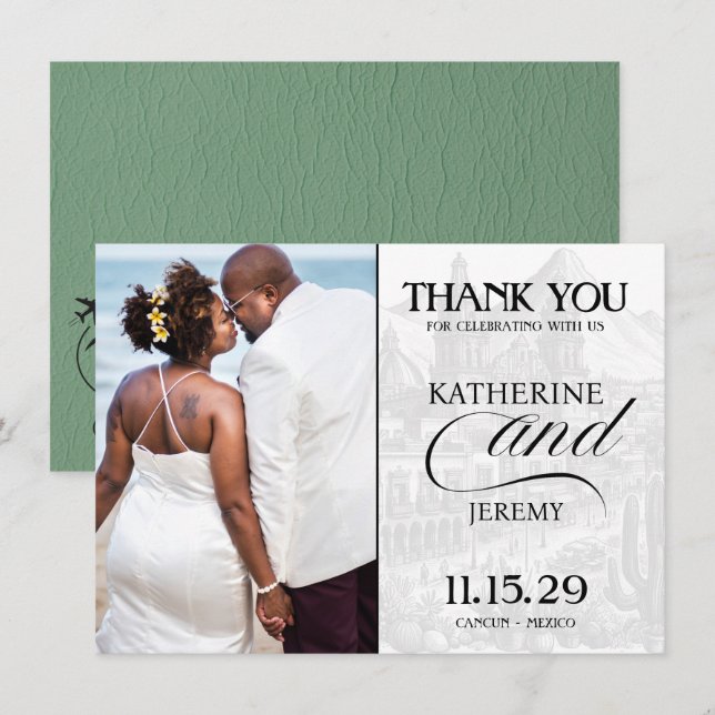 Green Mexico Passport Thank You Card (Front/Back)