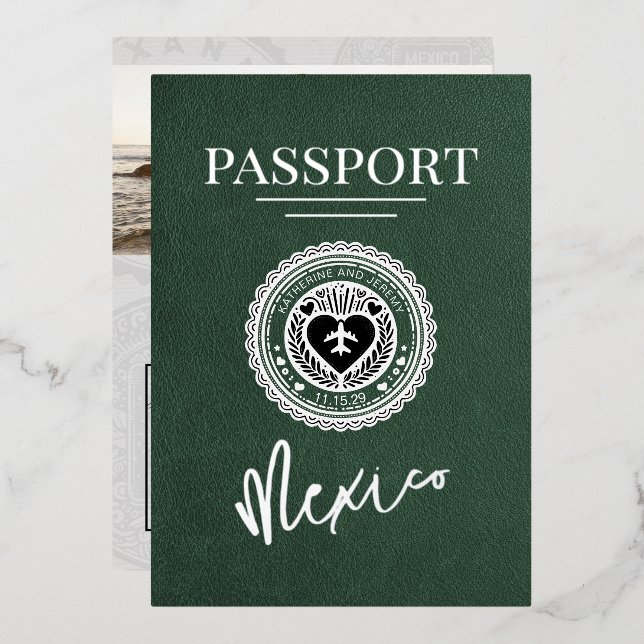 Green Mexico Passport Wedding (Front/Back)