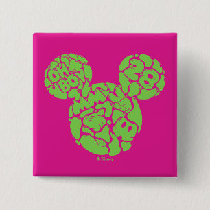 Green Mickey Mouse Liquid Icon 2 Inch Square Button