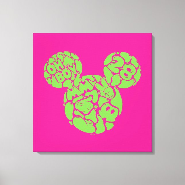 Green Mickey Mouse Liquid Icon Canvas Print (Front)