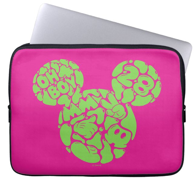 Green Mickey Mouse Liquid Icon Laptop Sleeve (Front)