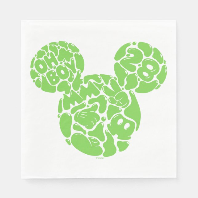 Green Mickey Mouse Liquid Icon Napkin (Front)