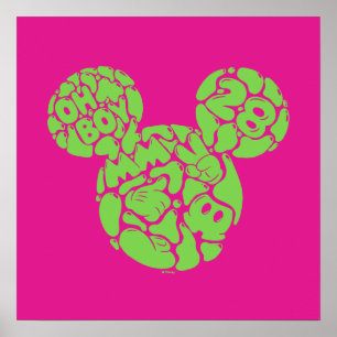 Green Mickey Mouse Liquid Icon Poster