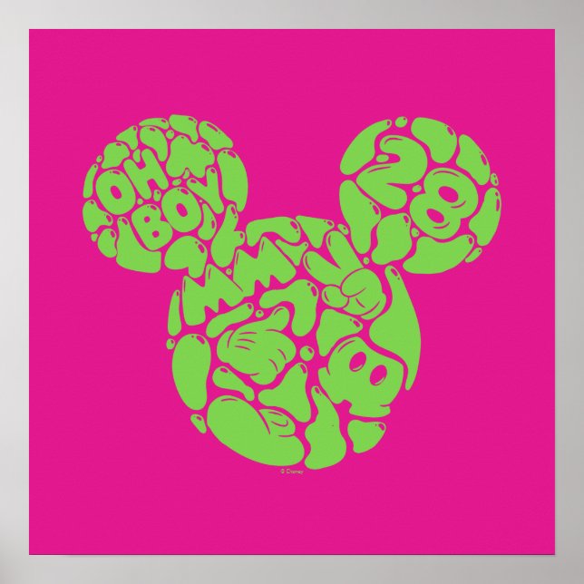 Green Mickey Mouse Liquid Icon Poster (Front)