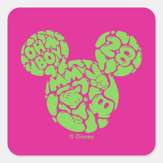 Green Mickey Mouse Liquid Icon Square Sticker (Front)
