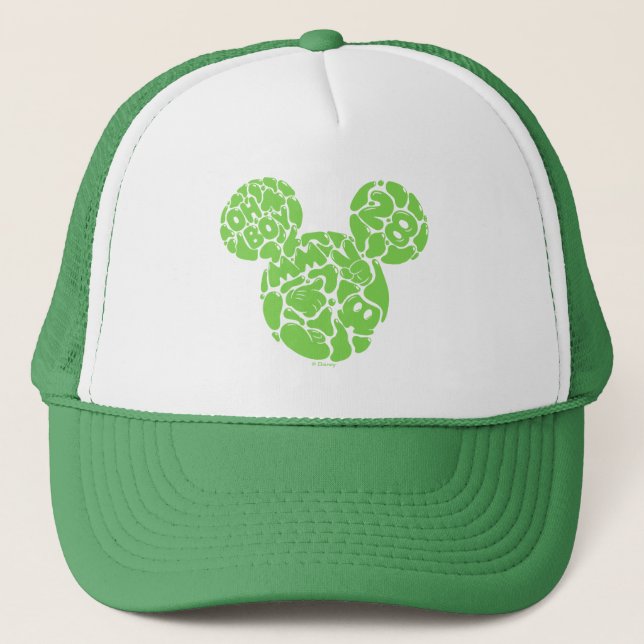 Green Mickey Mouse Liquid Icon Trucker Hat (Front)
