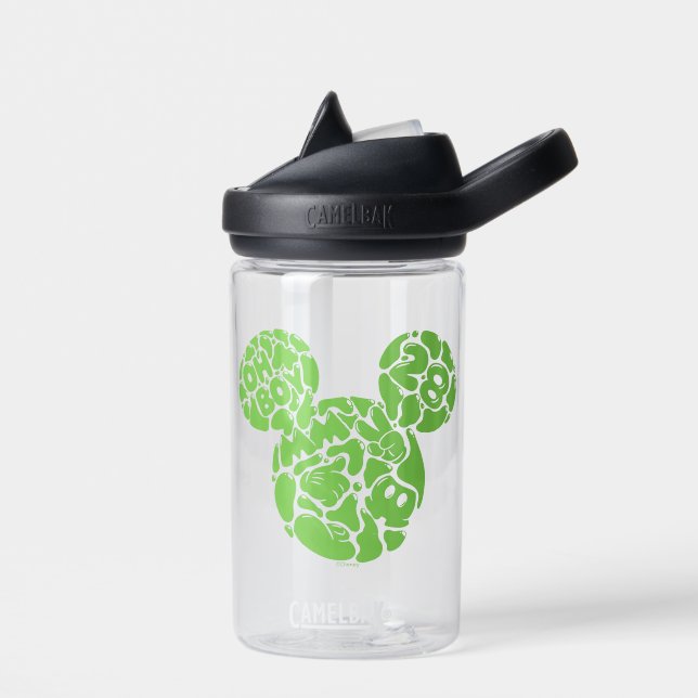 Green Mickey Mouse Liquid Icon Water Bottle (Left)