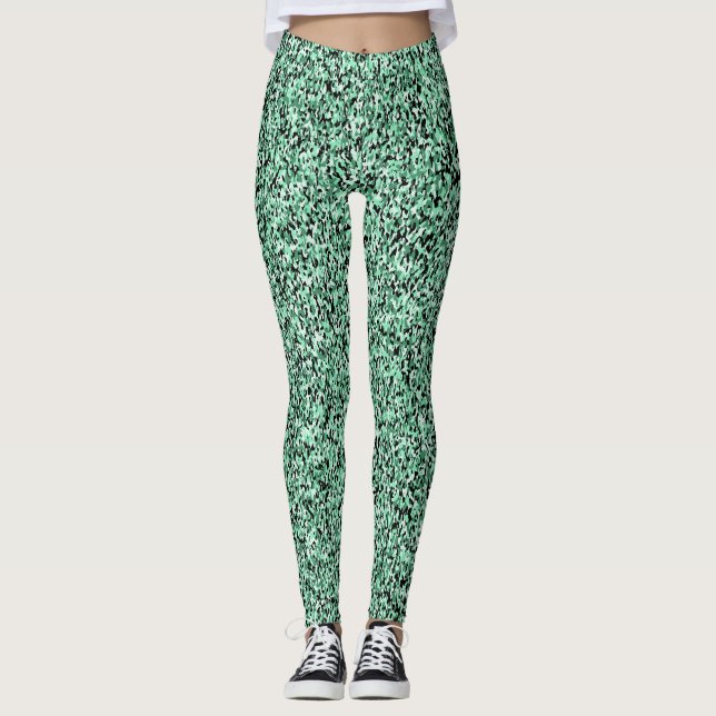 Green Micro Camo Pattern Leggins Leggings (Front)