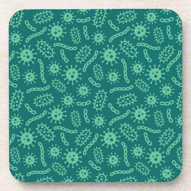 Green Microbes Pattern Coaster (Front)