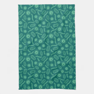 Green Microbes Pattern Kitchen Towel